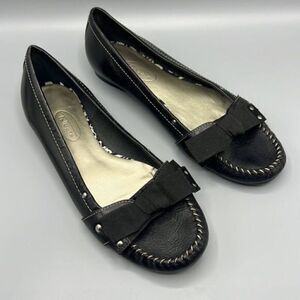 Talbots Leather Bow Flats Black Moccasins